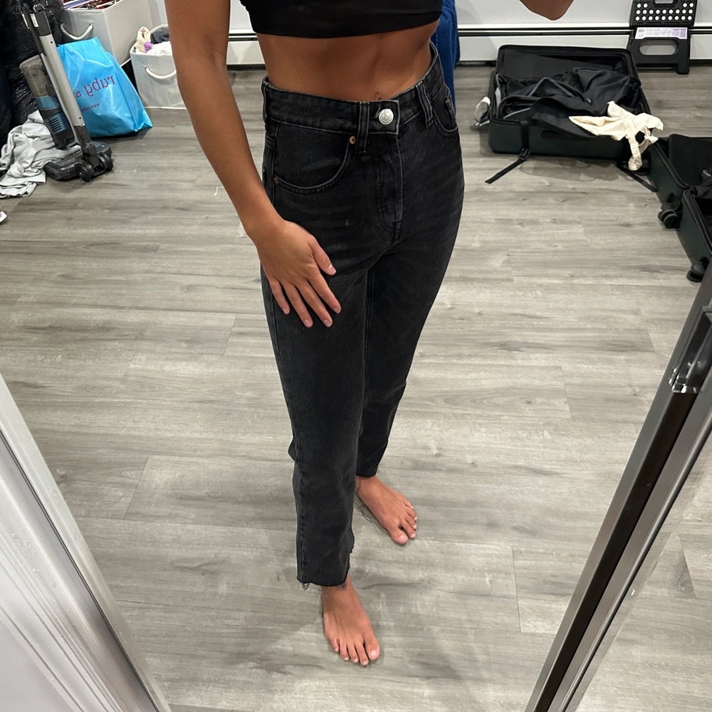 🚫SOLD🚫Zara Black High Waist Straight Leg Jeans - Picture 3 of 11